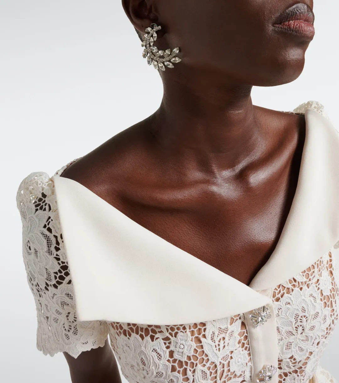 Self Portrait Lace Midi Dress Cream Size 6 for rent on The Volte - main image