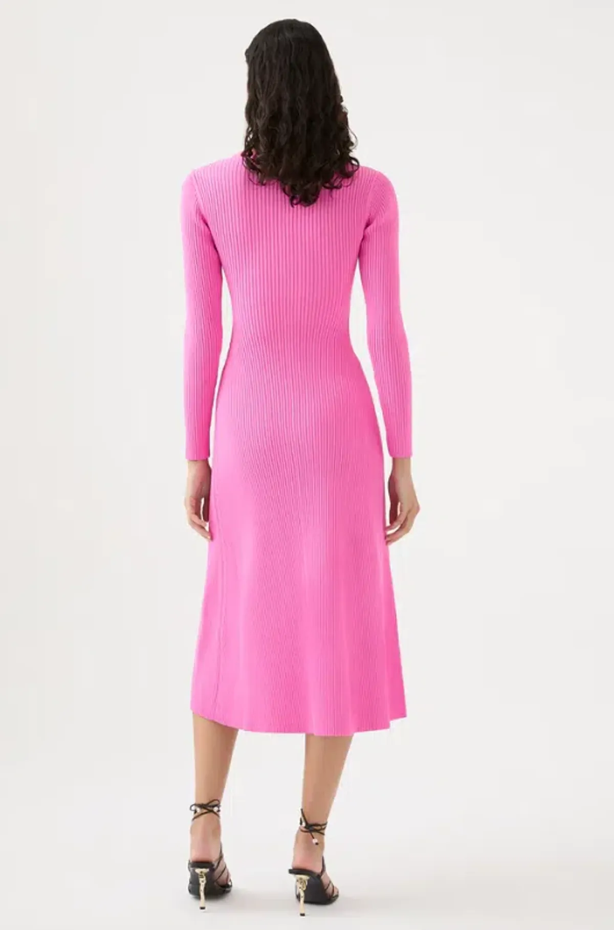 Aje Crescent Knit Midi Dress in Protea Pink Size 8 - Image 3