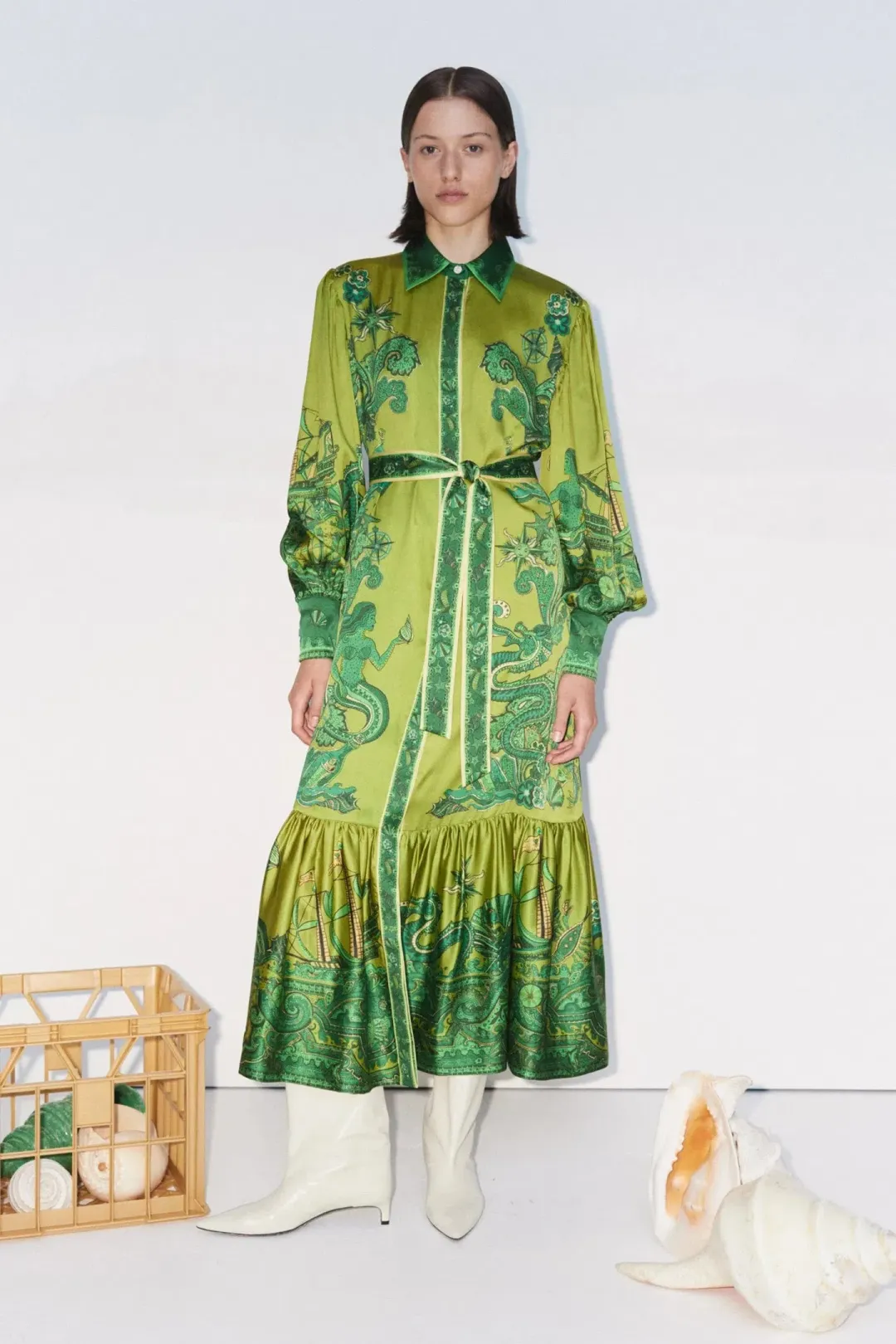 Alemais Solaris Shirtdress Green Size 10 for rent on The Volte - main image