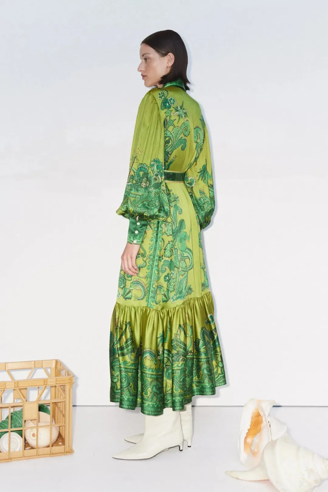 Alemais Solaris Shirtdress Green Size 10 for rent on The Volte - main image