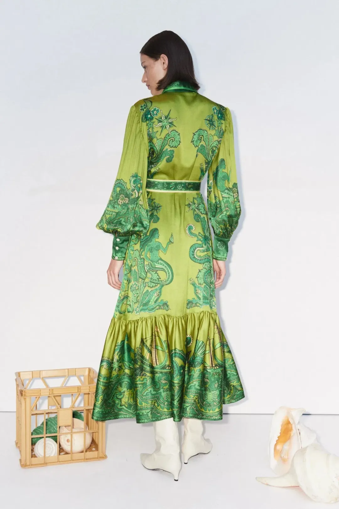 Alemais Solaris Shirtdress Green Size 10 for rent on The Volte - main image