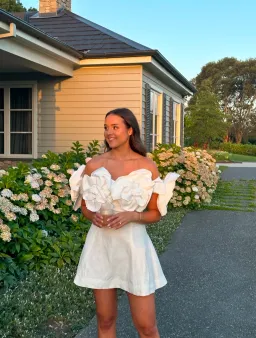 Aje Etta Mini Dress Ivory Size AU 10 for rent on The Volte - image 3