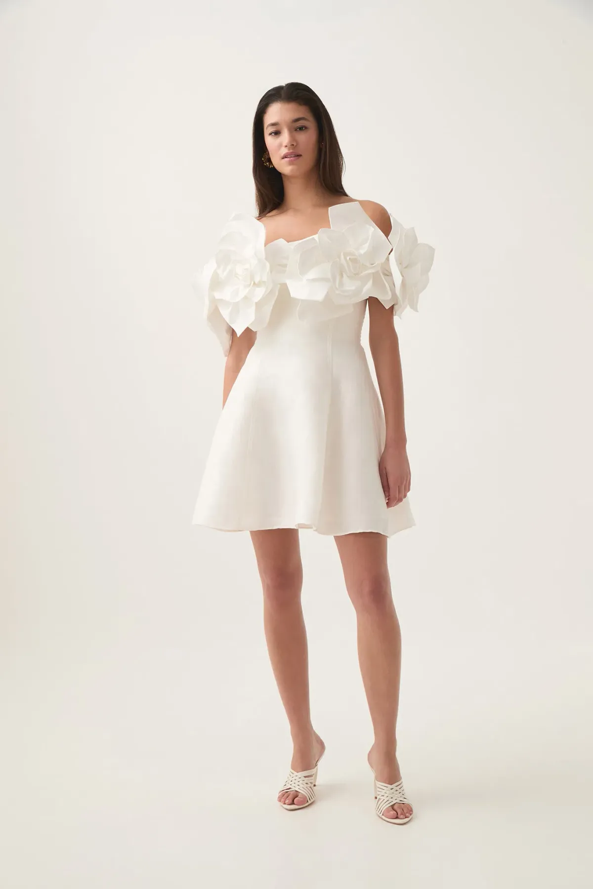 Aje Etta Mini Dress Ivory Size AU 10 for rent on The Volte - main image