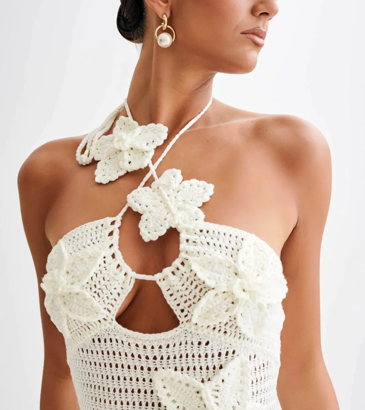 Meshki Kyla Floral Crochet Maxi Dress Ivory Size M / AU 10 - Image 2