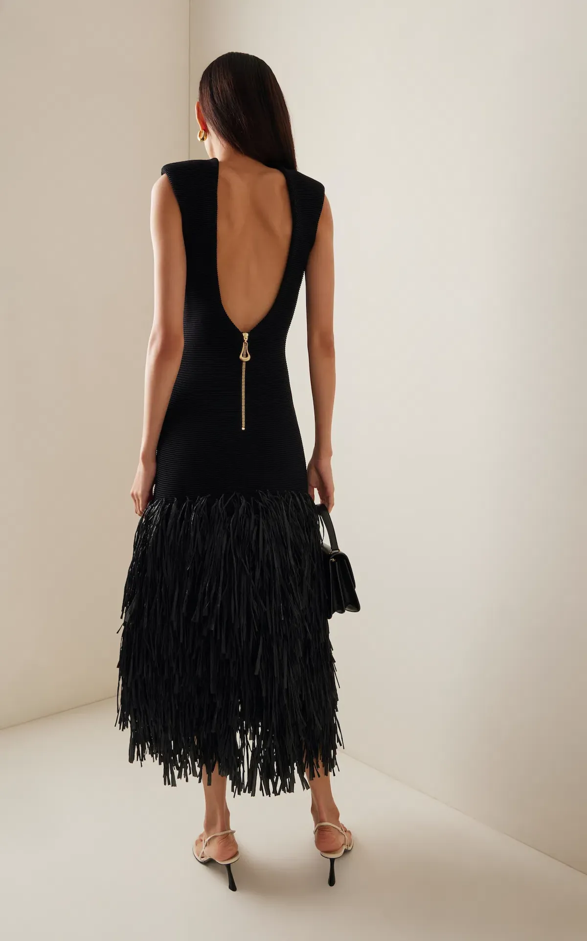 Aje Rushes Raffia Maxi Dress Black Size 6 - Image 2
