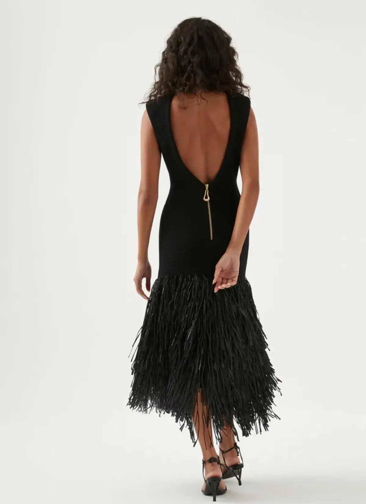 Aje Rushes Raffia Maxi Dress Black Size 6 - Image 3
