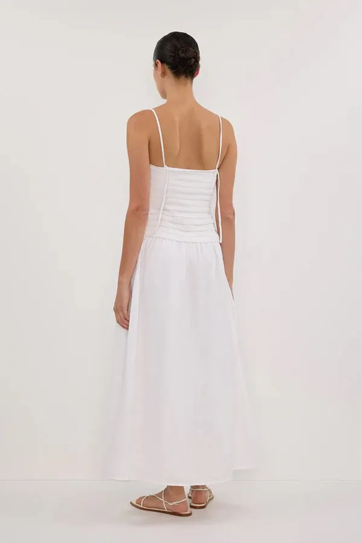 Dissh Reece Linen Midi Dress White Size 12 - Image 3