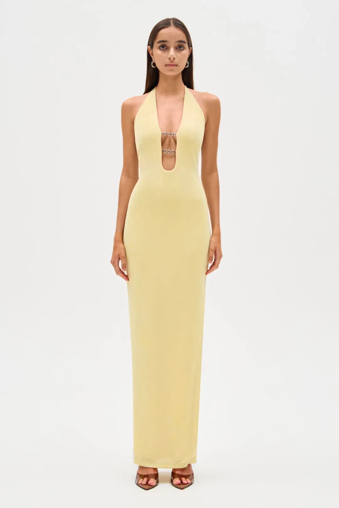 Misha Yesenia Jersey Maxi Dress Pastel Yellow Size 6 for rent on The Volte - main image