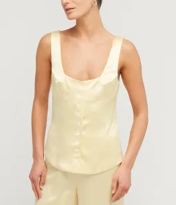 Maison Essentiele Button Down Vest Size XS and Straight Leg Pant Size S Set in Pale Yellow for rent on The Volte - image 2