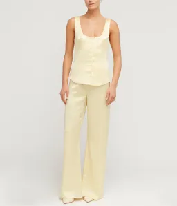 Maison Essentiele Button Down Vest Size XS and Straight Leg Pant Size S Set in Pale Yellow for rent on The Volte - image 1