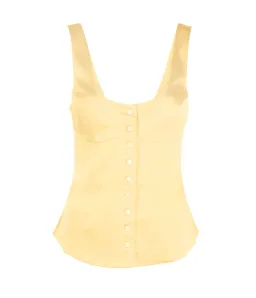 Maison Essentiele Button Down Vest Size XS and Straight Leg Pant Size S Set in Pale Yellow for rent on The Volte - image 4