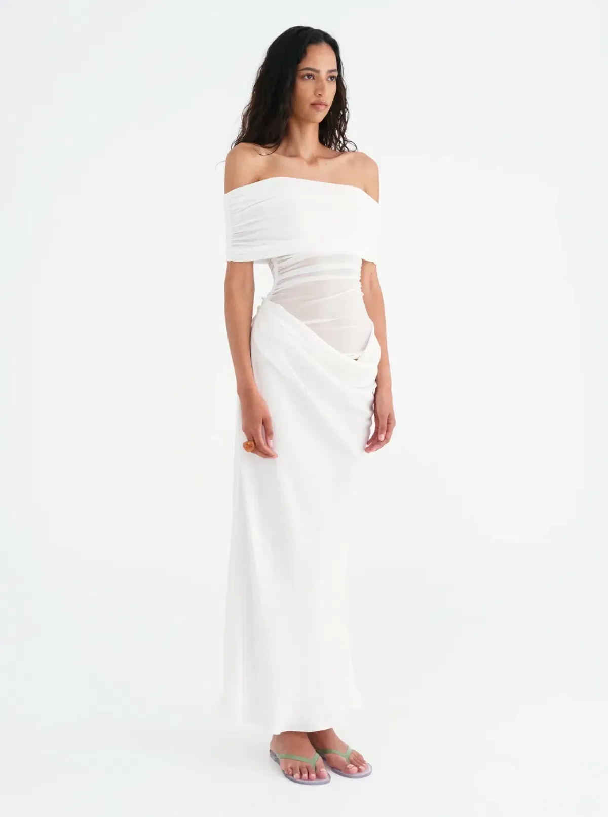 Benni Nico Off Shoulder Maxi Dress White Size S / AU 8 - Image 4
