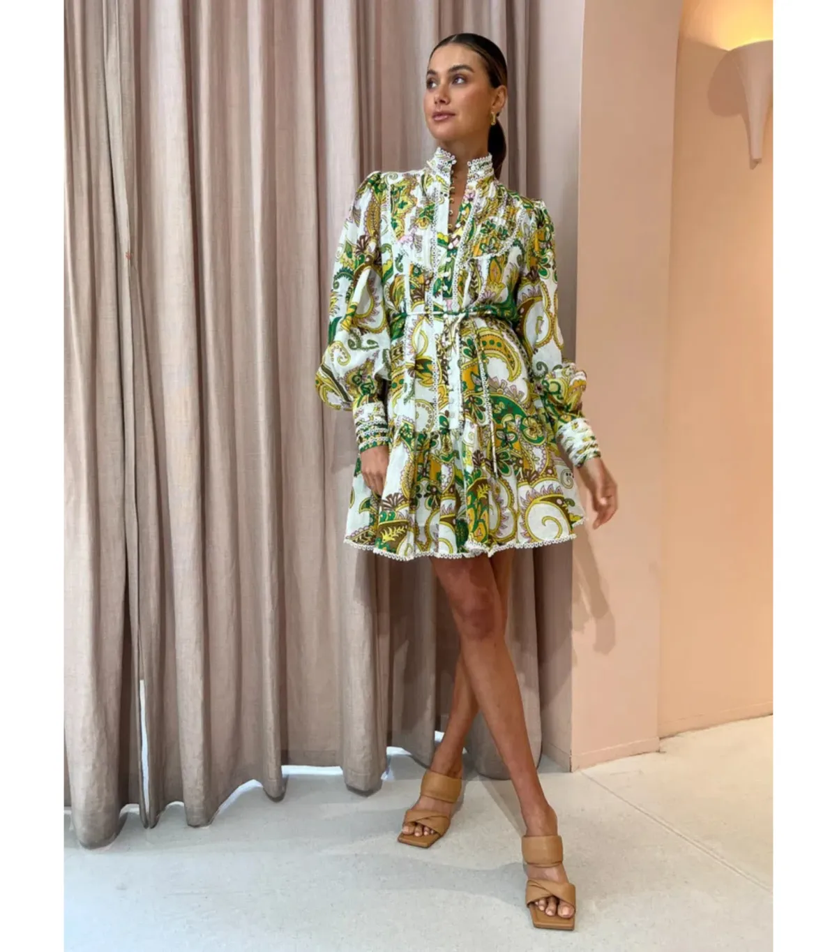 Alemais Octavia Ruffle Mini Dress in Ivory Size AU 6 - Image 1