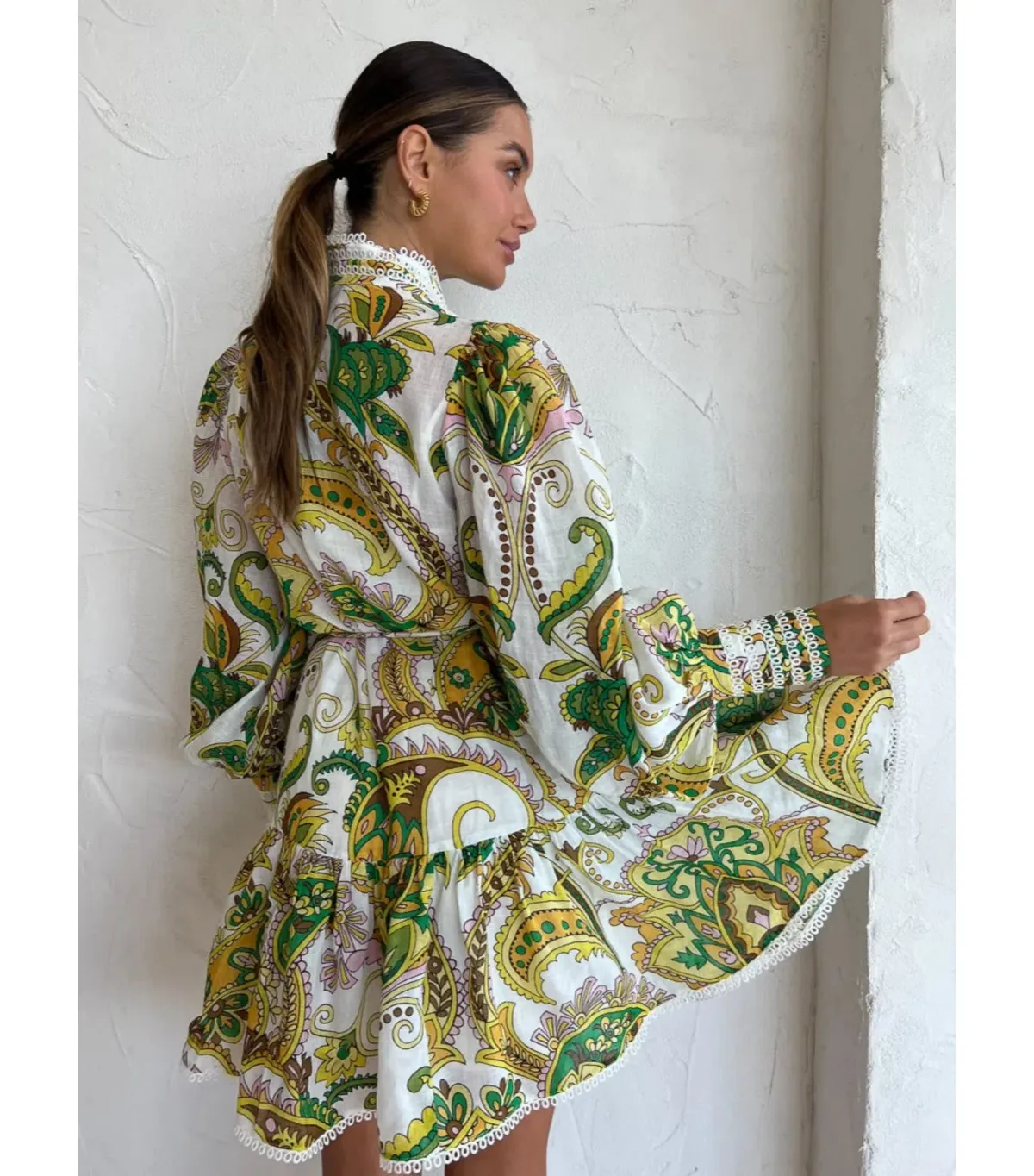 Alemais Octavia Ruffle Mini Dress in Ivory Size AU 6 - Image 3