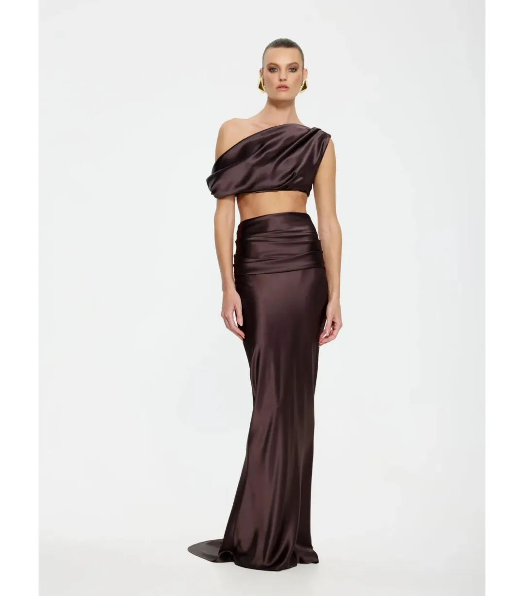 Effie Kats Perez Top and Skirt Chocolate Size S / AU 8 for rent on The Volte - main image