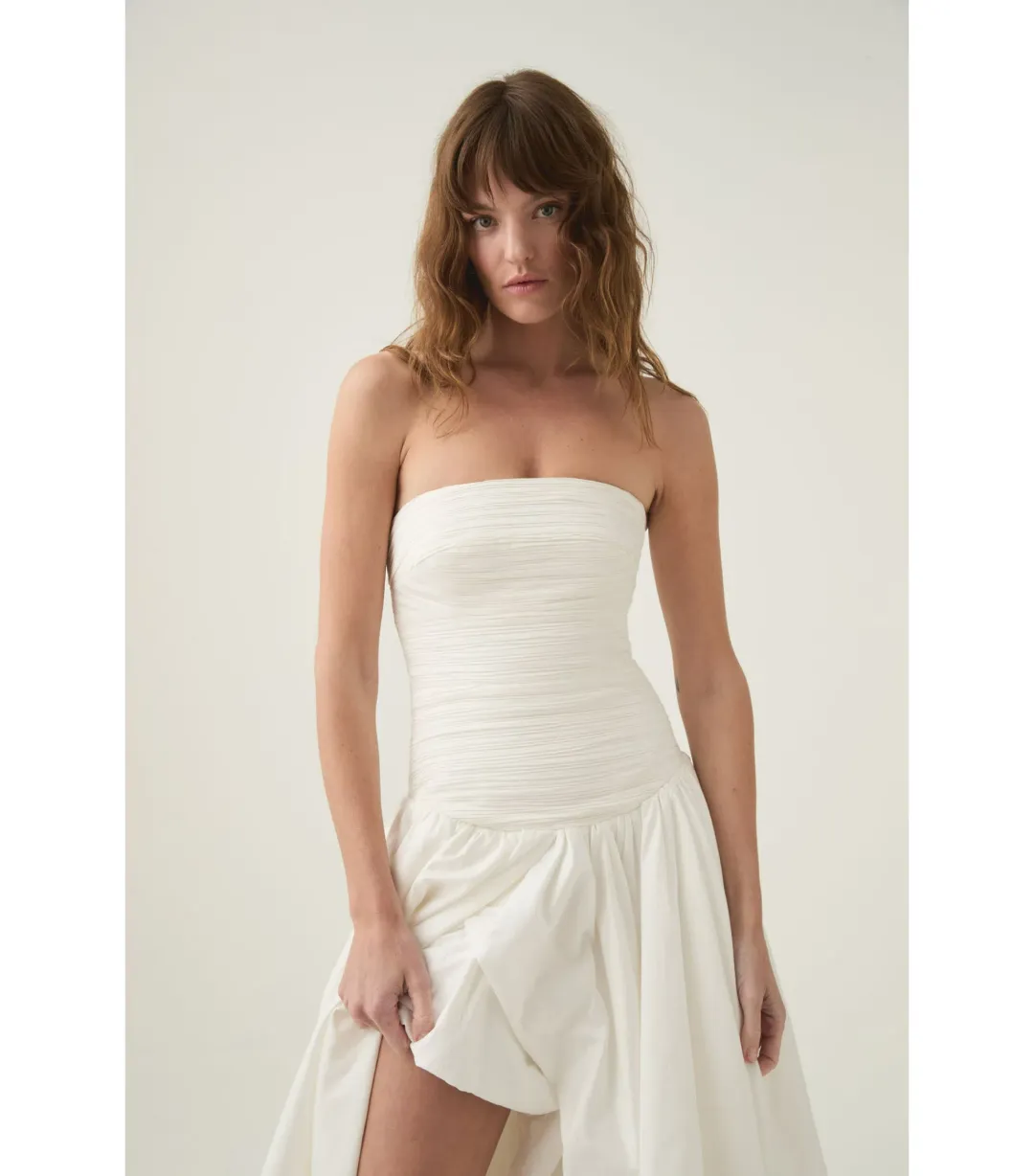 Aje Violette Bubble Hem Maxi Dress in Ivory Size AU 6 for rent on The Volte - main image
