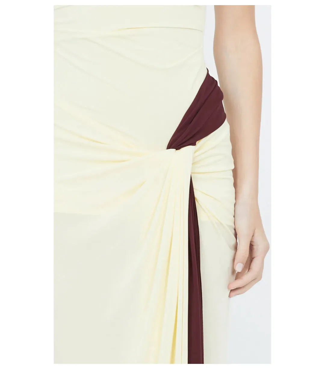 Bec & Bridge Greta Twist Maxi Dress in Butter Size AU 6 for rent on The Volte - main image