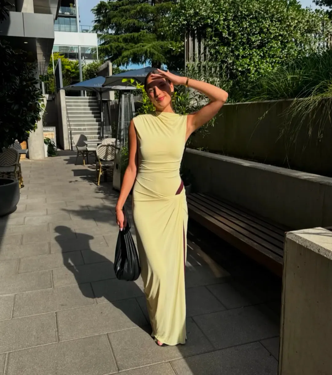 Bec & Bridge Greta Twist Maxi Dress in Butter Size AU 6 for rent on The Volte - main image