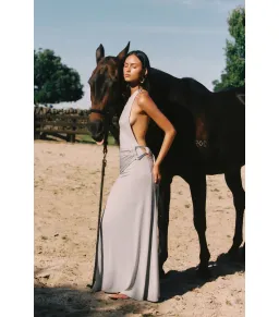 Ance Gria Gaia Gown in Silver Blue Size XS / AU 6 for rent on The Volte - image 5