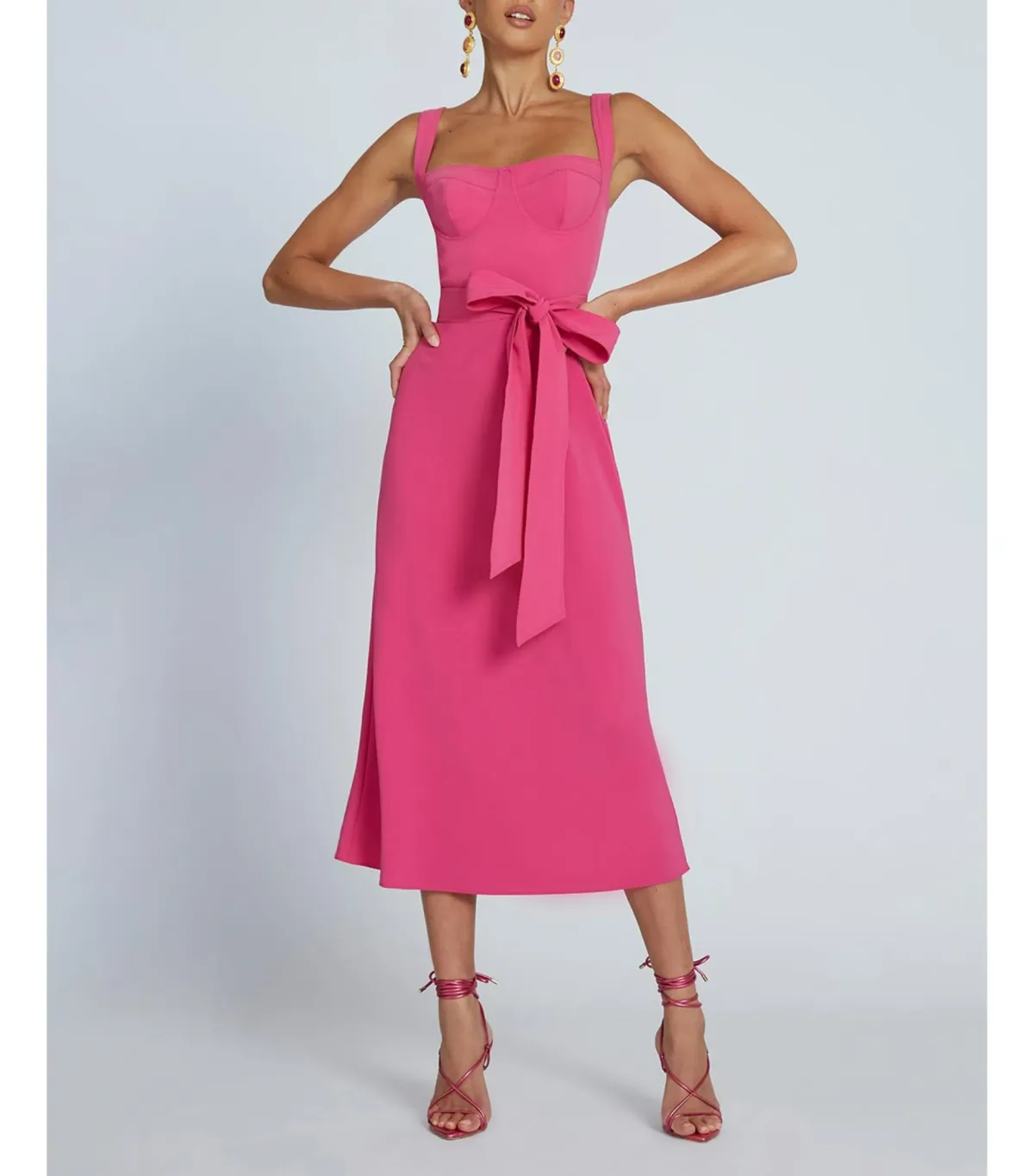 By Johnny Ora Bust Midi Dress Pink Size AU 8 - Image 1