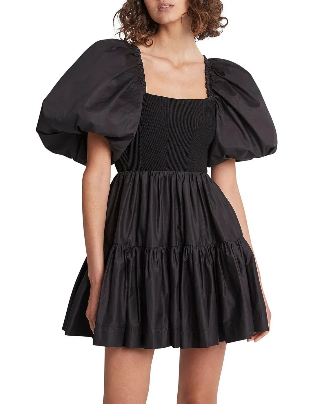 Aje Casa Puff Sleeve Mini Dress Black Size 10 for rent on The Volte - main image