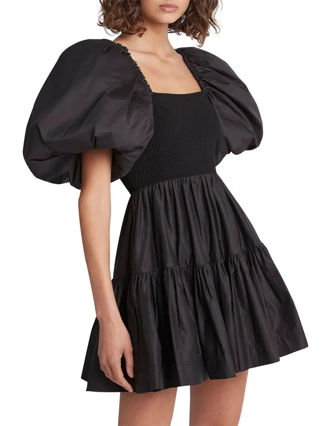 Aje Casa Puff Sleeve Mini Dress Black Size 10 for rent on The Volte - main image