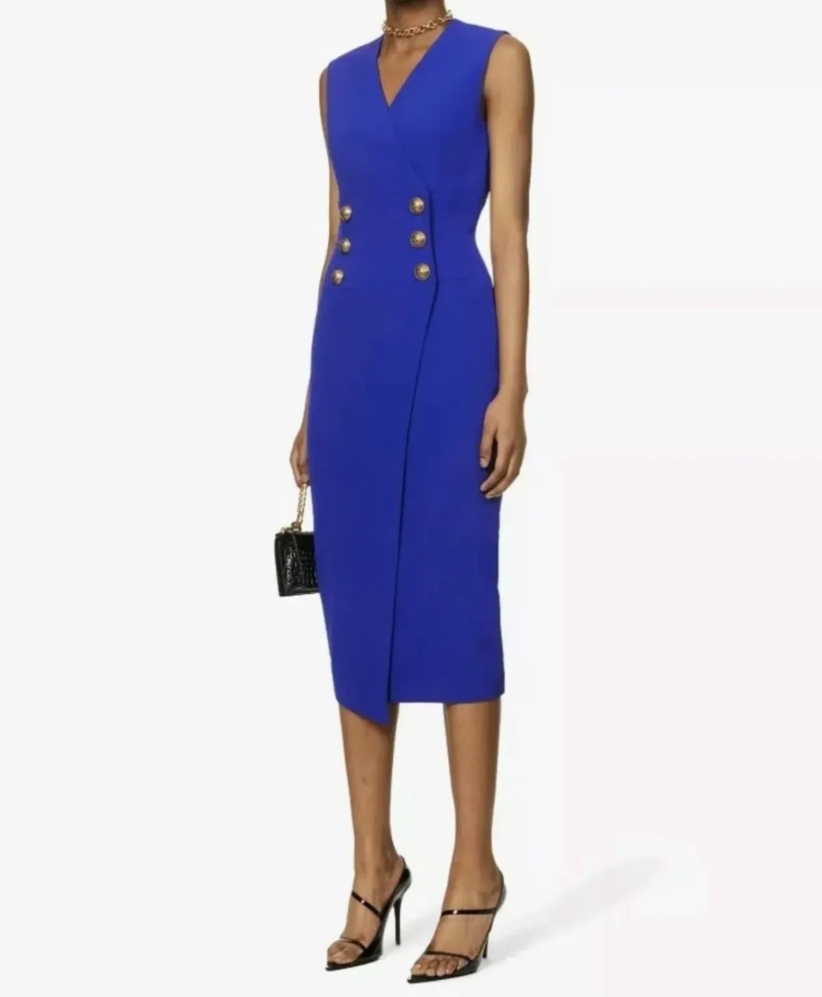 Balmain Double Breasted Midi Wrap Dress Size 12/L - Image 2