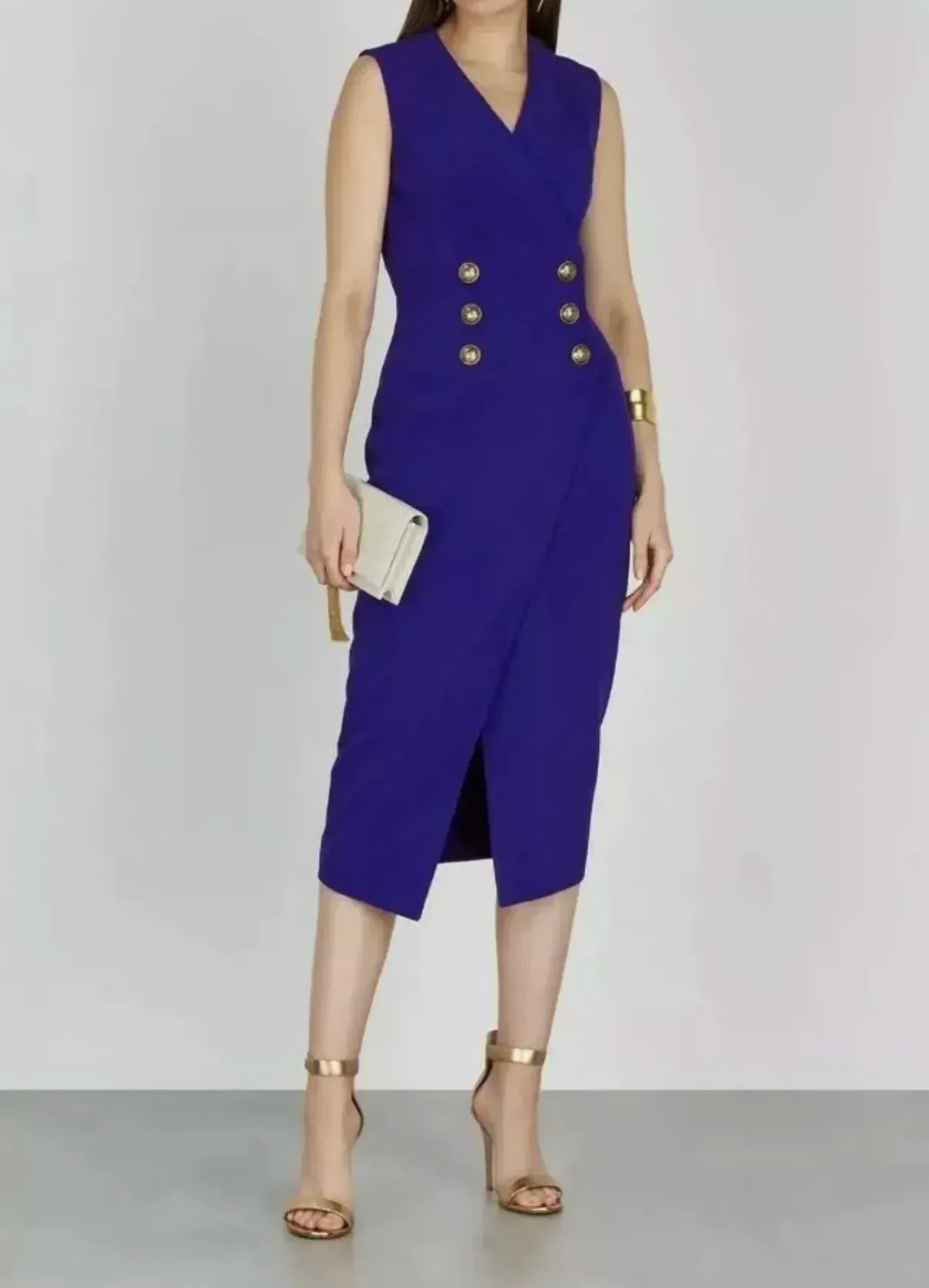 Balmain Double Breasted Midi Wrap Dress Size 12/L - Image 1