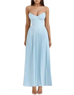 House of CB Marcella Pleated Maxi Dress Ocean Blue Size M / AU 10 for rent on The Volte - image 4