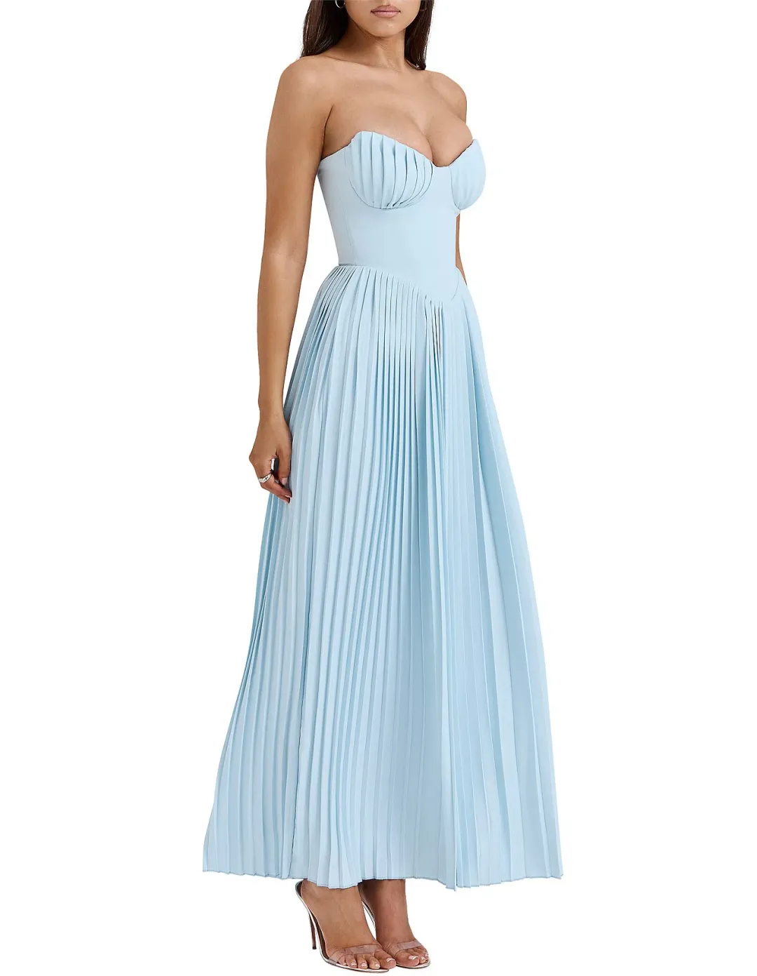 House of CB Marcella Pleated Maxi Dress Ocean Blue Size M / AU 10 for rent on The Volte - main image