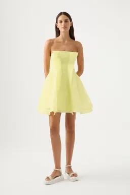 Aje Astrid Strapless Mini Dress Light Yellow Lemon Size 4 for rent on The Volte - image 1