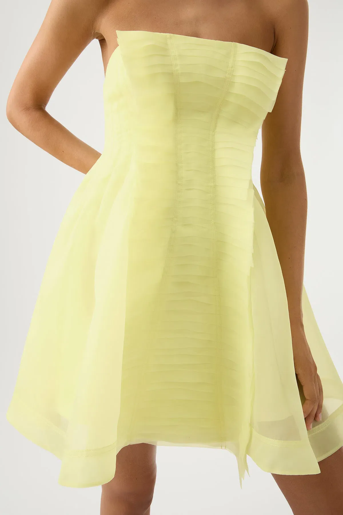 Aje Astrid Strapless Mini Dress Light Yellow Lemon Size 4 - Image 2