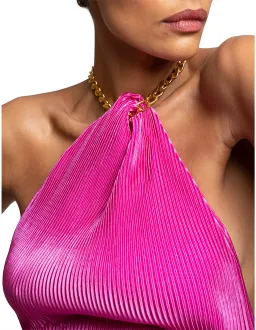 L'Idee Klum Chain Gown in Flamingo Pink Size 8 for rent on The Volte - image 2