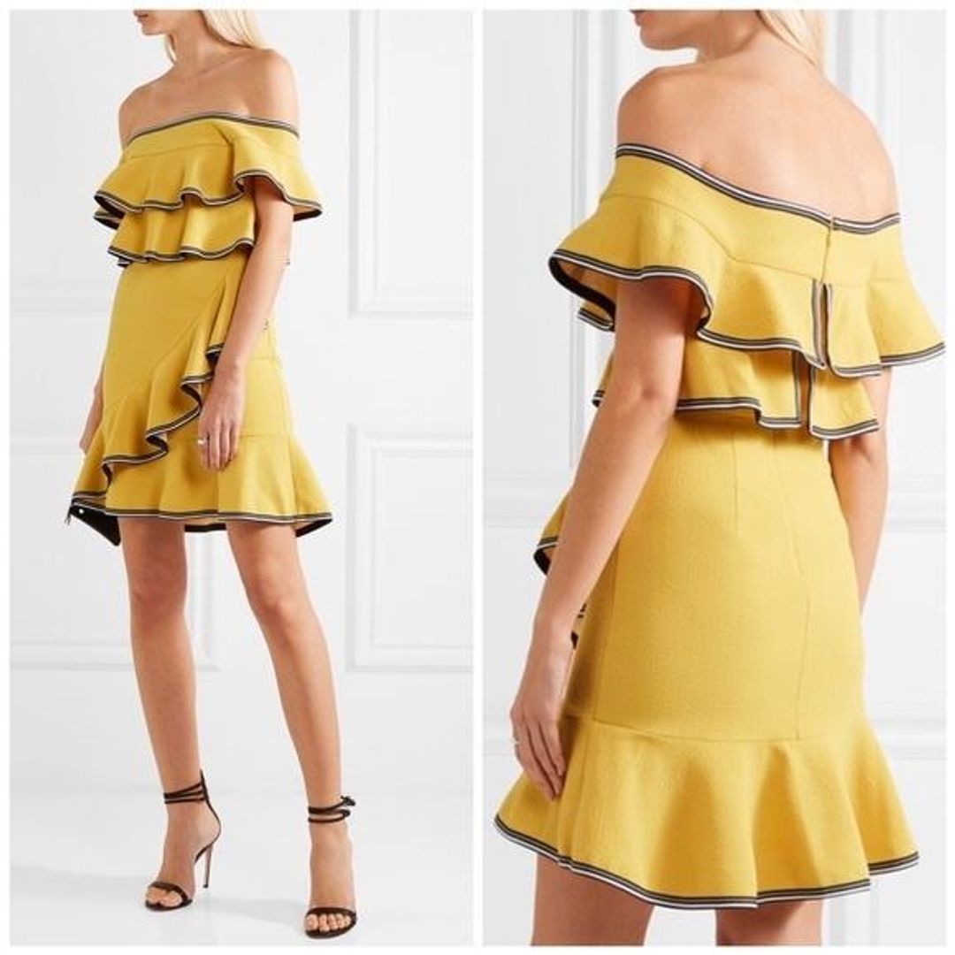 Rebecca Vallance Courtside Ruffle Mini Dress Zest Size 8 for rent on The Volte - main image