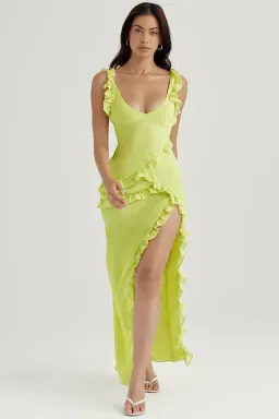 House of CB Pixie Ruffle Maxi Dress Lime Size XS / AU 6 for rent on The Volte - image 10