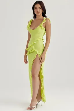 House of CB Pixie Ruffle Maxi Dress Lime Size XS / AU 6 for rent on The Volte - image 5