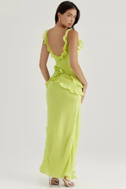 House of CB Pixie Ruffle Maxi Dress Lime Size S / AU 8 for rent on The Volte - image 7