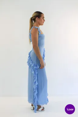 House of CB Ariela Ruffle Maxi Dress Soft Blue Size M / AU 10 for rent on The Volte - image 3