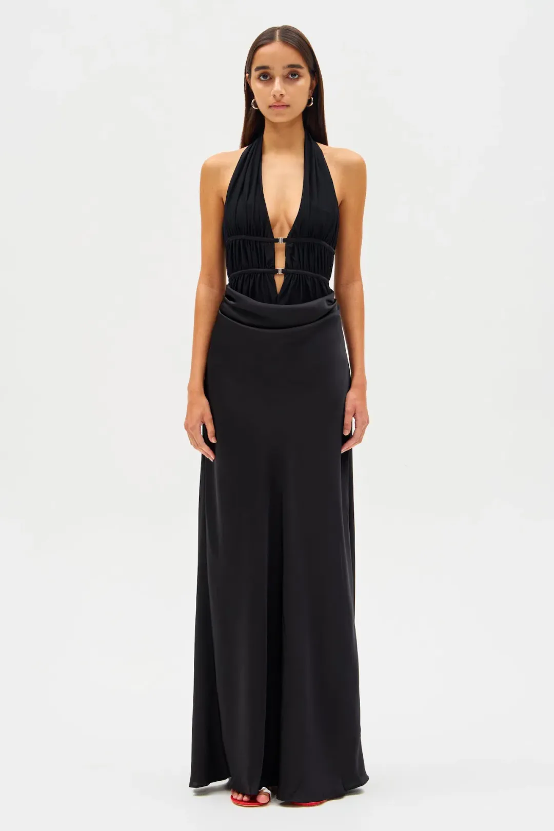 Misha Celine Satin Maxi Dress Black Size 10 for rent on The Volte - main image