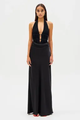 Misha Celine Satin Maxi Dress Black Size 10 for rent on The Volte - image 1