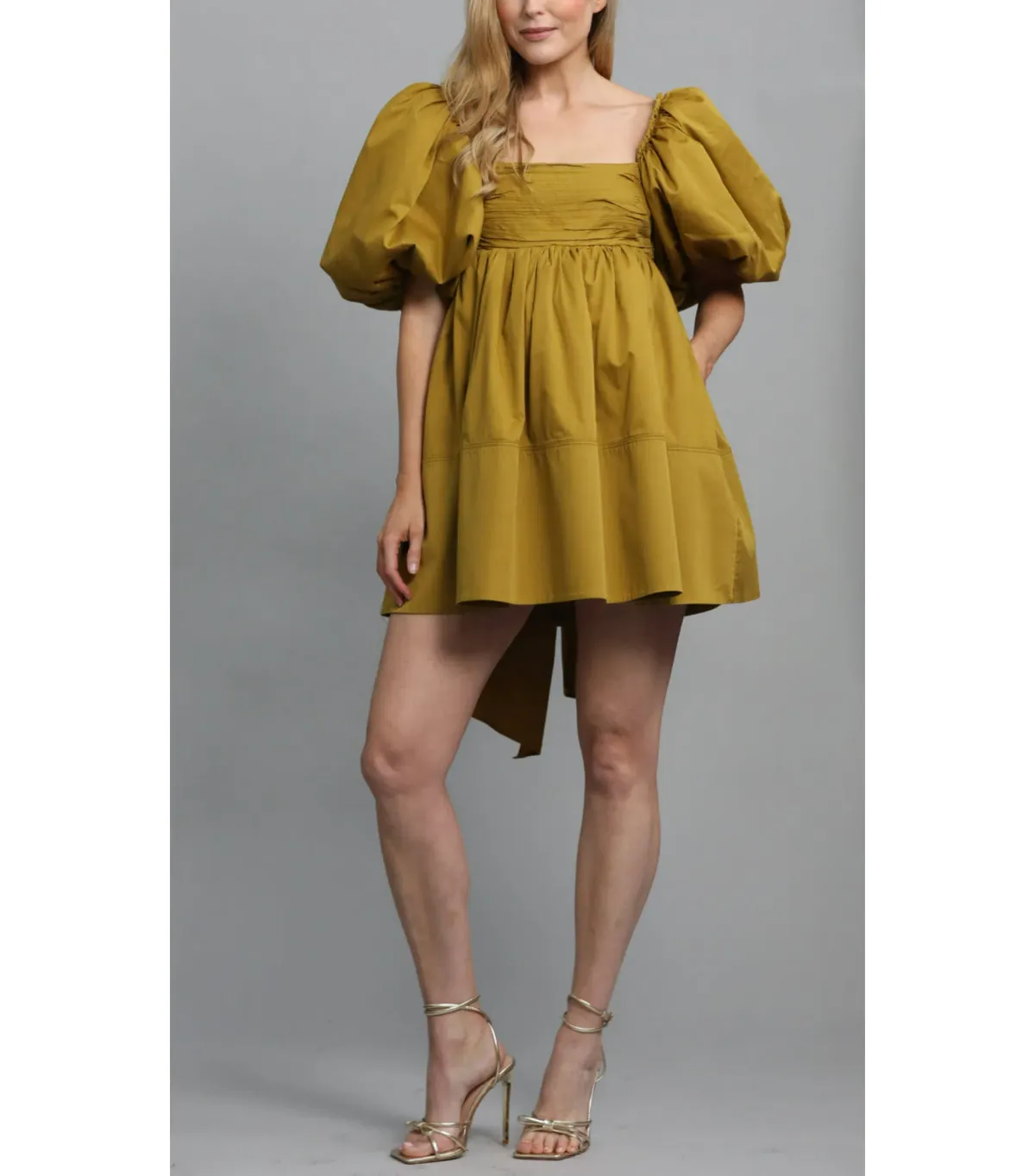 Aje Casabianca Puff Sleeve Dress Olive Size AU 6 - Image 1
