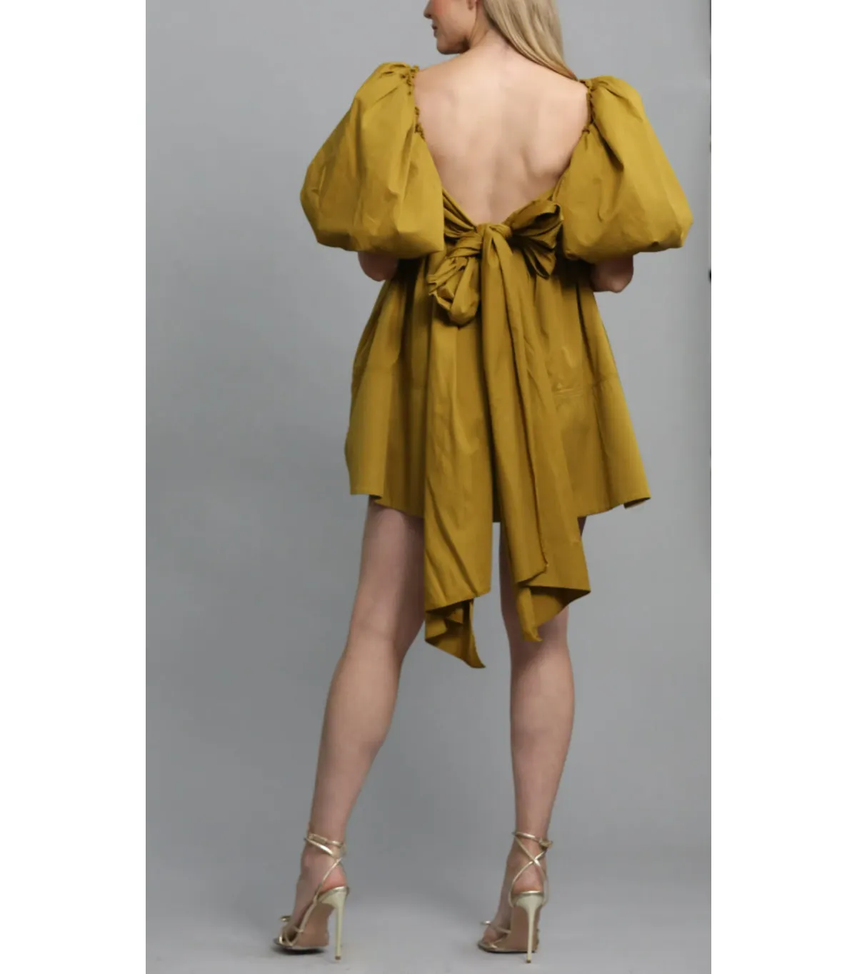 Aje Casabianca Puff Sleeve Dress Olive Size AU 6 - Image 2