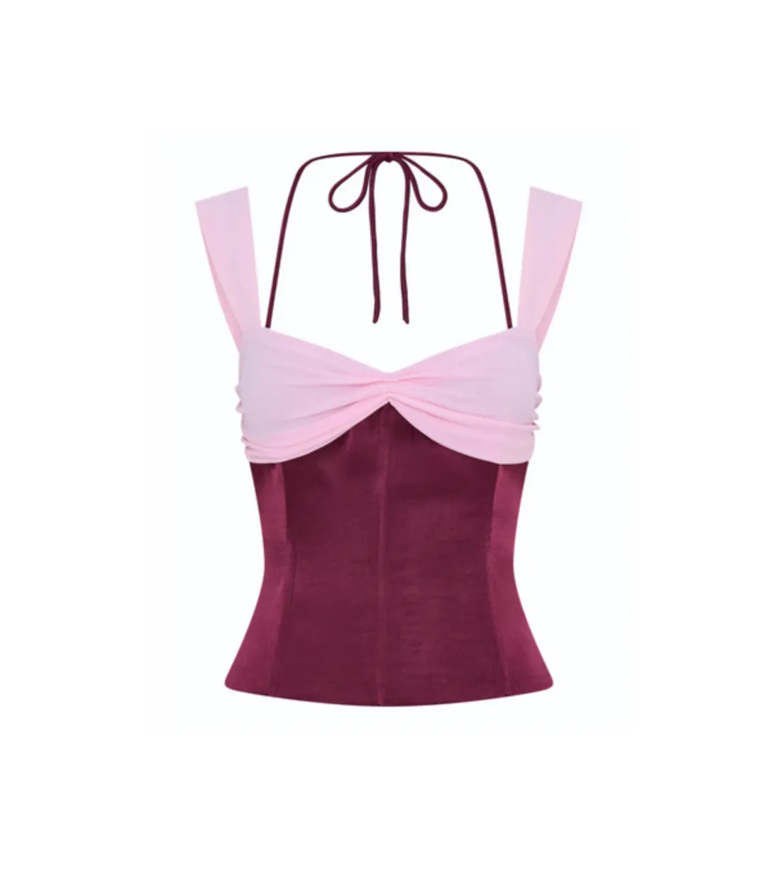 I am Delilah Scarlett Corset and Maxi Skirt Set in Berry Size AU 6 for rent on The Volte - main image