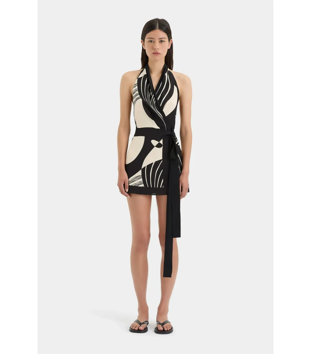 Sir The Label Realisme Wrap Halter Mini Dress in Papier Size 1 / AU 8 for rent on The Volte - main image