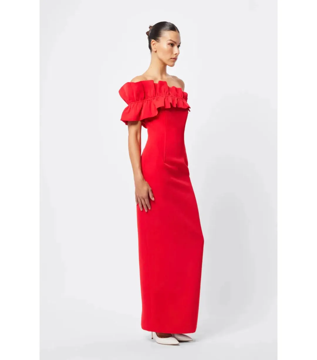 Mossman Soft Spoken Midi Dress Red Size AU 8 for rent on The Volte - main image