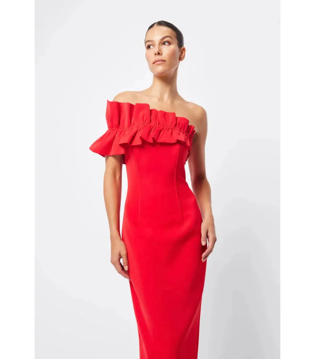 Mossman Soft Spoken Midi Dress Red Size AU 8 for rent on The Volte - main image