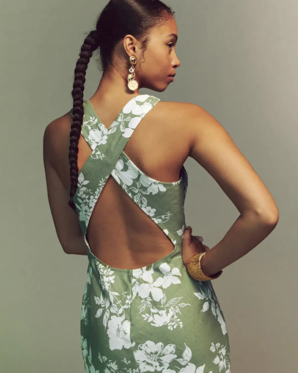 Reformation Casette Linen Dress Midi Linen Dress Floral Size AU 8 - Image 2