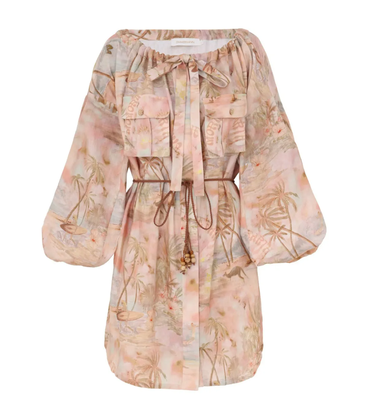 Zimmermann Illuminate Relaxed Mini Dress in Guava Paradise Size XS / AU 6P - Image 3