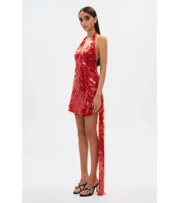 MISHA Sapphire Sequin Mini Dress Red Size 4 for rent on The Volte - image 2