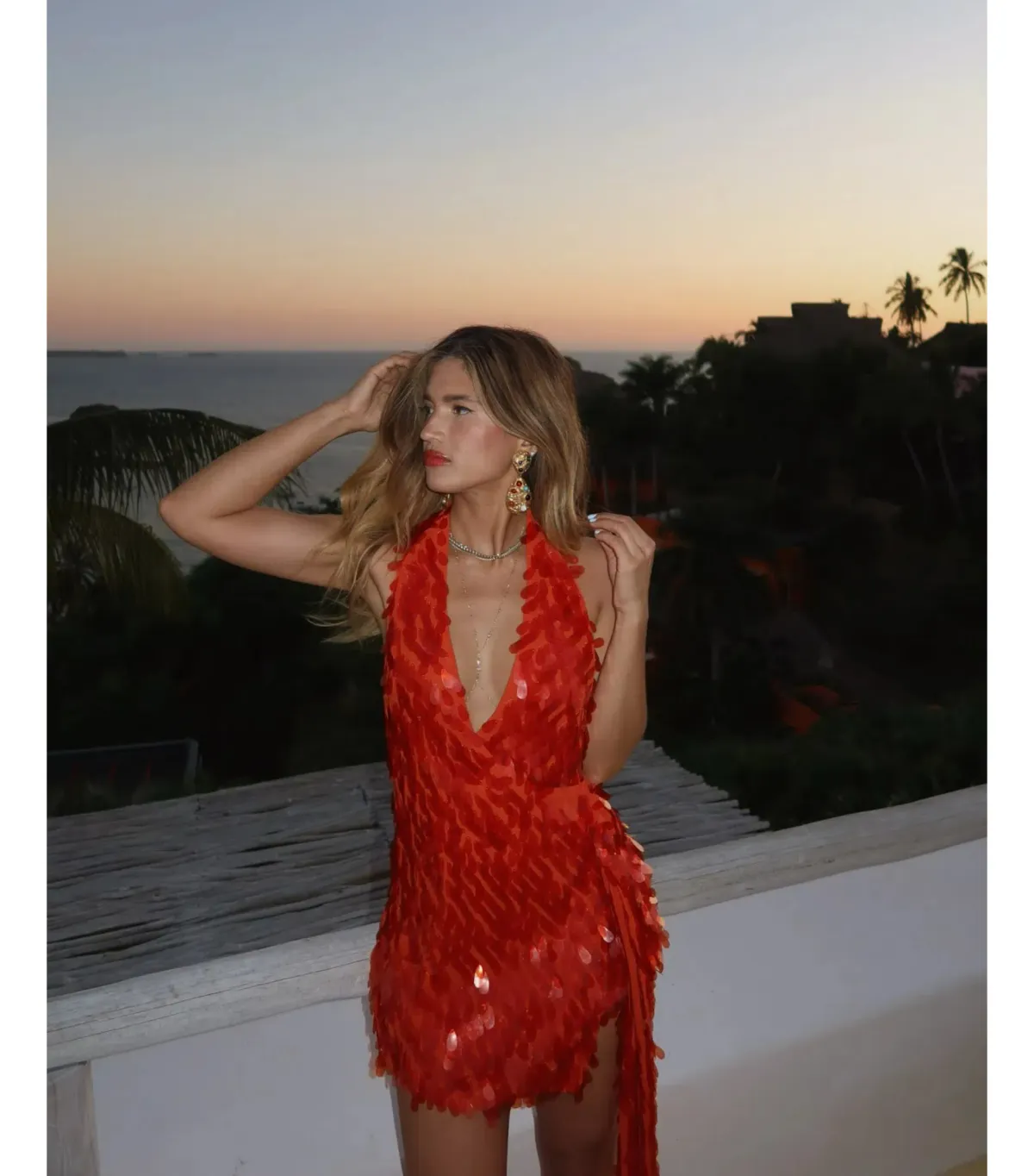 MISHA Sapphire Sequin Mini Dress Red Size 4 - Image 4